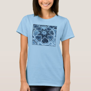 T-shirt Dames Blue Folk Art Heart