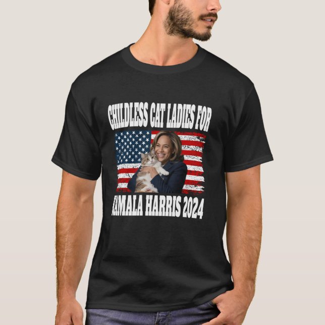 T-shirt Dames De Chat Sans Enfant Pour Kamala Harris 2024  (Devant)