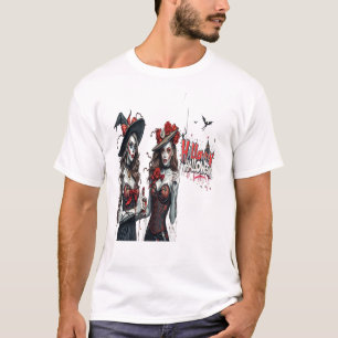 T-shirt dames d'Halloween art graffiti famille