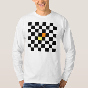 T-shirt Damier noir et blanc avec la couleur jaune-orange