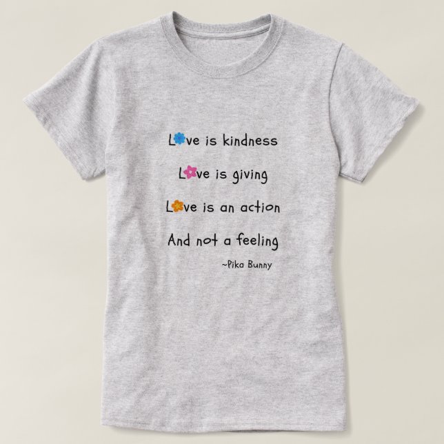 T-shirt d'amour et de gentillesse de lapin de Pika (Design devant)