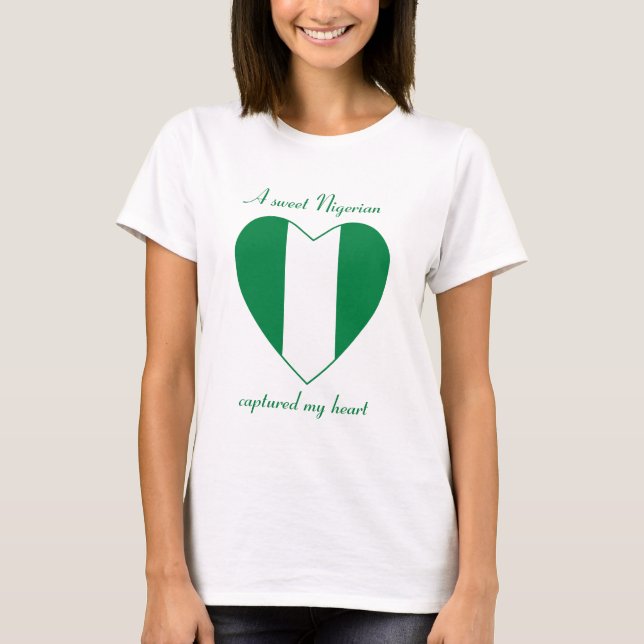 T-shirt d'amoureux de drapeau du Nigéria (Devant)
