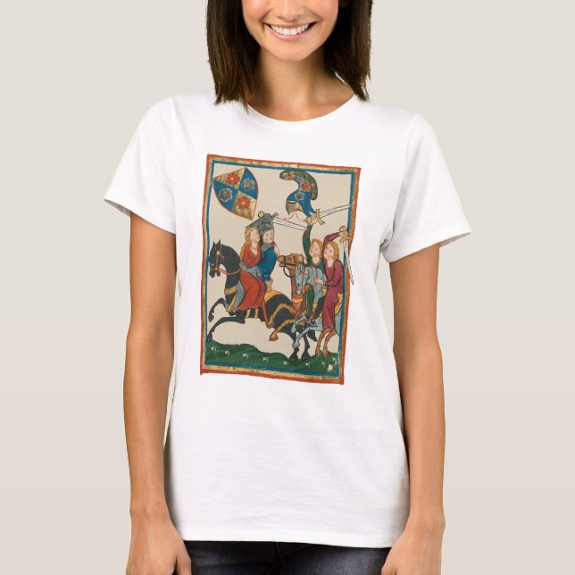 T-shirt Damsel In Distress, Art Médiéval Du XIVe Siècle (Devant)