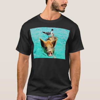 T-shirt D'amusement fis de mouette de porc de natation de