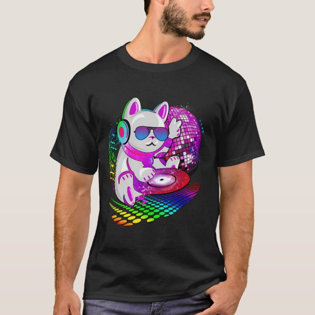 T-shirt Dance Musique Cat Dj (Devant)
