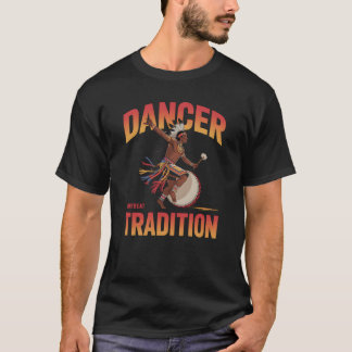 T-shirt Dancer – Vibrant Indigenous Tradition Drum Design