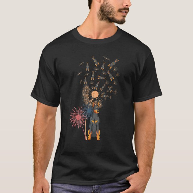 T-shirt Dandelion Doberman Propriétaire Chien Animal Anima (Devant)