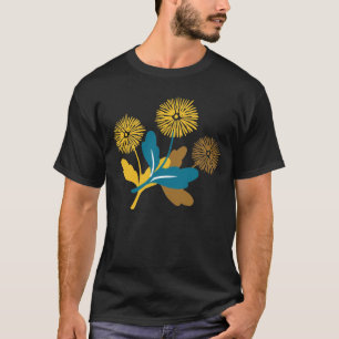 T-shirt Dandelion motif floral noir ver