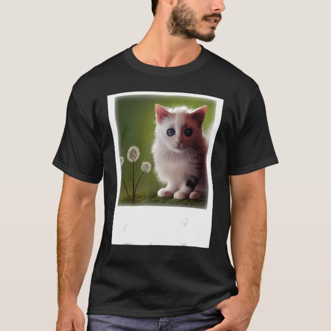 T-shirt Dandelion Next To A Baby Cat Realistic Art (Devant)