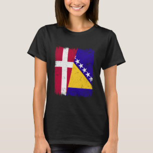 T-shirt Danemark Bosnie-Herzégovine Drapeau à moitié