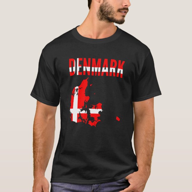 T-shirt Danemark Danemark Pays Carte Drapeau Distorsion Dé (Devant)