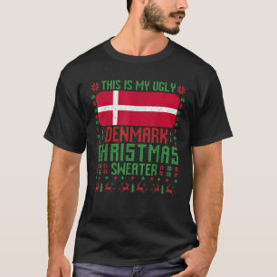 T-shirt Danemark Douleur de Noël moche Danemark Drapeau po