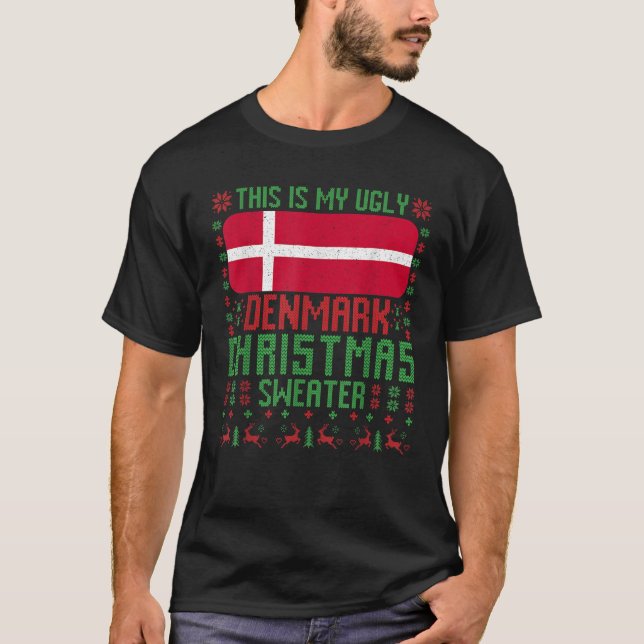 T-shirt Danemark Douleur de Noël moche Danemark Drapeau po (Devant)