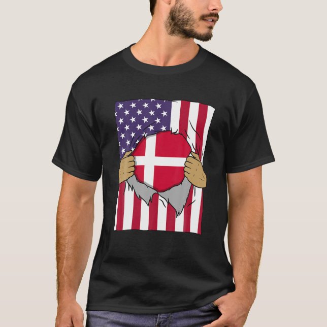 T-shirt Danemark Drapeau Sang intérieur de moi Accueil Fie (Devant)