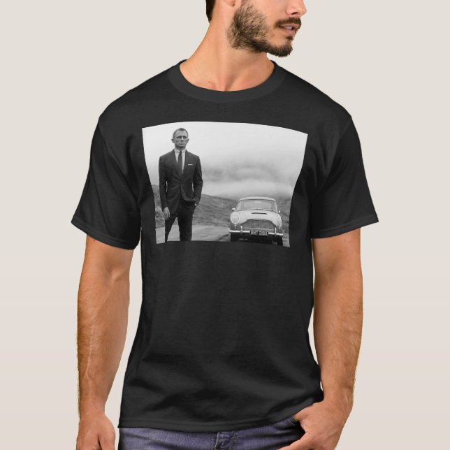 T-shirt Daniel Craig, Noir et Blanc, Classique d'Art Vinta (Devant)