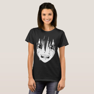 T-shirt d'Anime : Fille pleurante (noir et blanc)