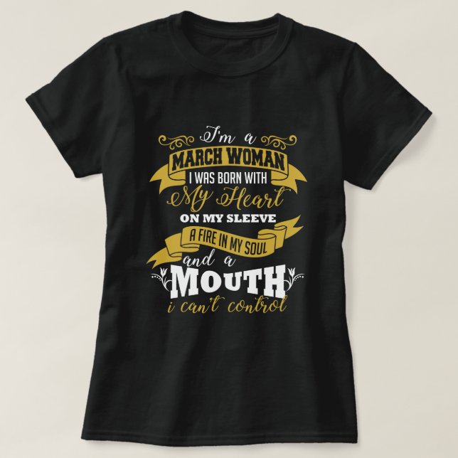 T-shirt d'anniversaire de femme de mars (Design devant)