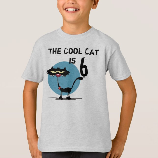 T-shirt d'anniversaire personnalisable Chat cool (Devant)