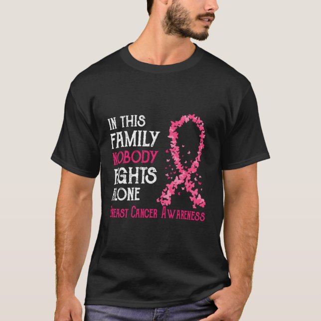 T-shirt Dans Cette Famille Personne ne combat seul le canc (Devant)