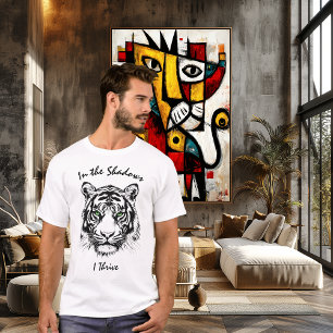 T-shirt Dans l'ombre, je prospère - Fierce Tiger Line Art