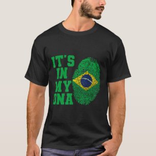 T-shirt Dans Mon Adn Brésil Drapeau Chemise Coupe Vintage