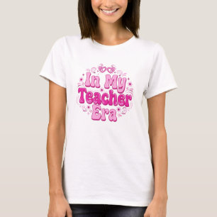 T-shirt Dans Mon Ère de Professeur Rose Groovy - Ère de Pr