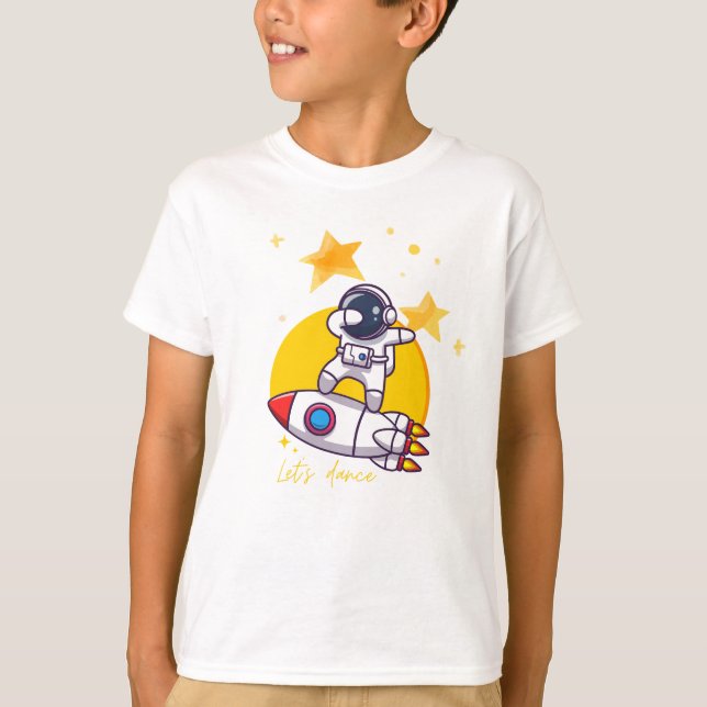 T-shirt danse astronaute sur fusée (Devant)