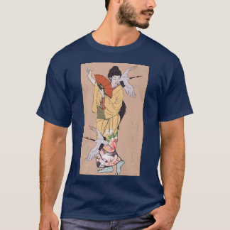 T-shirt Danse De Grues Japonaise Retro Art Geisha Danseur 