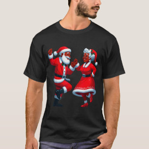 T-shirt Danse de Noël Santa Afro-Américaine noire Mme