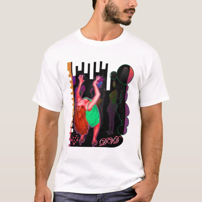 T-shirt danse délirante DJ de musique de club de fêtard (Devant)