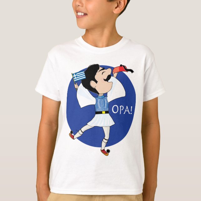 T-shirt Danse d'Evzone de Grec avec le drapeau OPA ! (Devant)