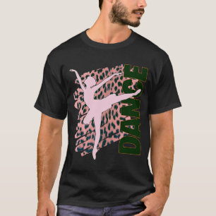 T-shirt Danse Hot rose Empreinte de léopard Ballerina Danc