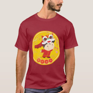 T-shirt Danse Lion Chinois Nouvel An Bonheur Hommes Tee