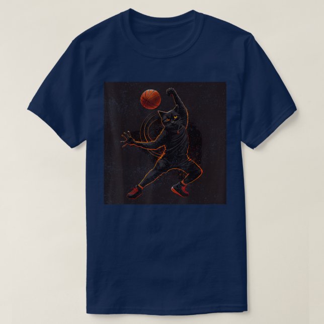 T-shirt Danse noire de basketball de chat (Design devant)