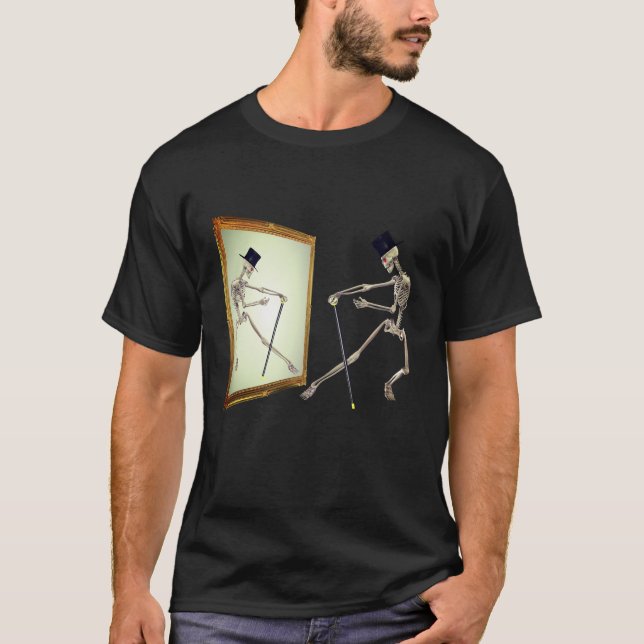 T-shirt Danser Squelette En Miroir Drôle (Devant)