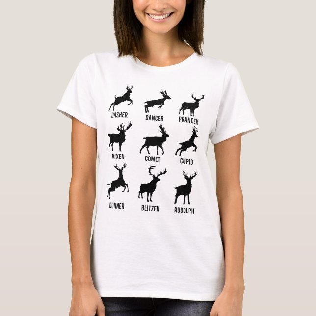 T-shirt Danseur Dasher Vixen Reindeer Noël (Devant)