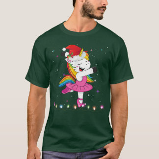 T-shirt Danseur de ballet Unicorn Santa Hat Enfants Filles