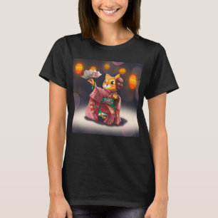 T-shirt Danseur de chat japonais en costume traditionnel