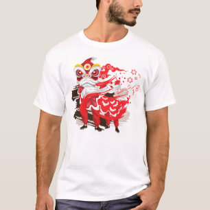 T-shirt Danseur de lion rouge chinois
