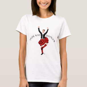 T-shirt Danseur des Highlands en plaid rouge