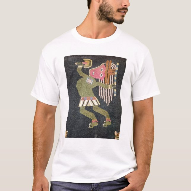 T-shirt Danseur tissé de laine avec le bâton, tribu de (Devant)