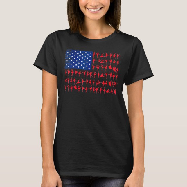 T-shirt Danseuse de ballet Drapeau américain Juillet 4 Us  (Devant)
