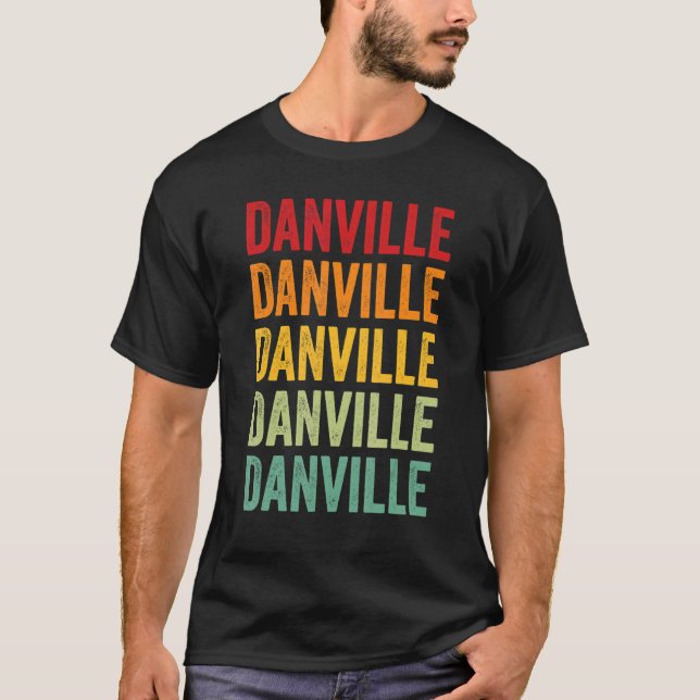 T-shirt Danville County Virginia Rainbow Text Design (Devant)
