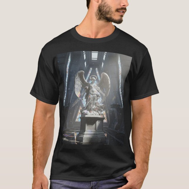 T-shirt Dark Fallen Angel Statue\Gothic Cathedral T-Shir (Devant)