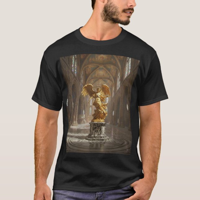 T-shirt Dark Fallen Angel Statue\Gothic Cathedral T-Shir (Devant)