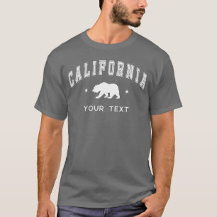 T-shirt Dark Grey California, Votre Texte - Ours Grizzly