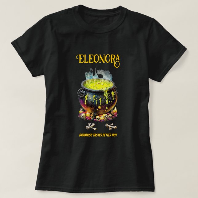 T-shirt Darkness Goût Cauldron Vert Potion Os Crâne (Design devant)