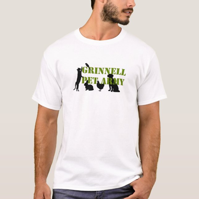 T-shirt d'armée d'animal familier de Grinnell avec (Devant)