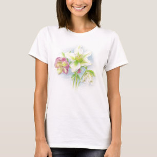 T-shirt d'art aux fleurs Hellebore