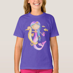 T-shirt d'art d'aquarelle de sirène